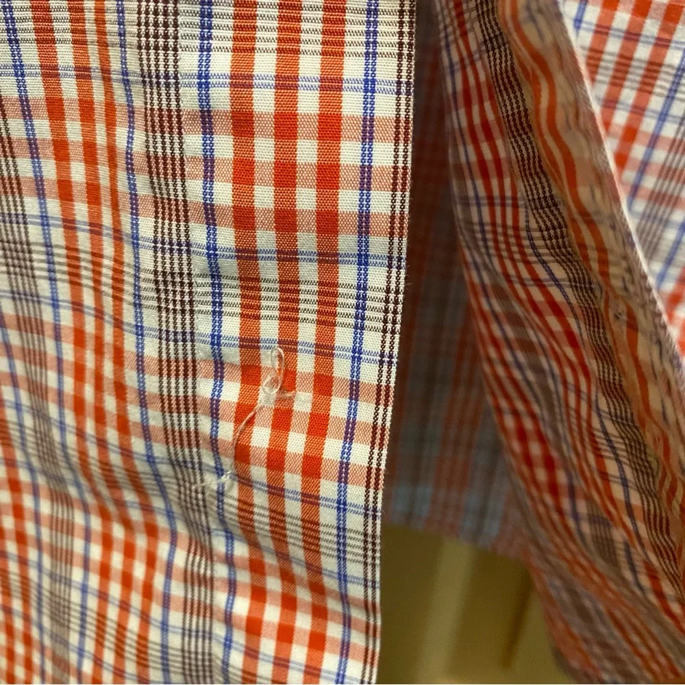 Banana Republic red/blue plaid button down long sleeve slim fit shirt sz 17/17.5